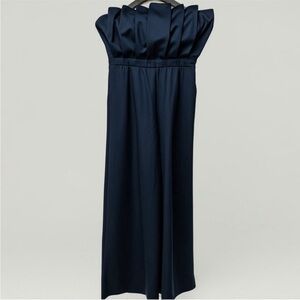 Statement-making Entro Strapless Black Pleated Wide-Leg Jumpsuit – Size Medium